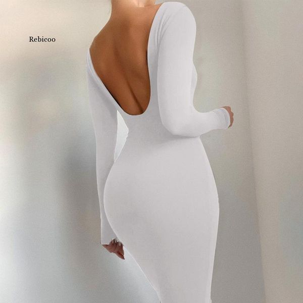 

casual dresses spring backless midi bodycon elegant evening club party birthday brown long sleeve dress women, Black;gray