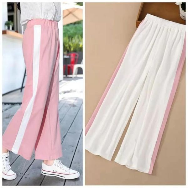

trousers vidmid girls ice silk cotton pants kids linen wide leg mosquito proof thin casual p5333, Blue
