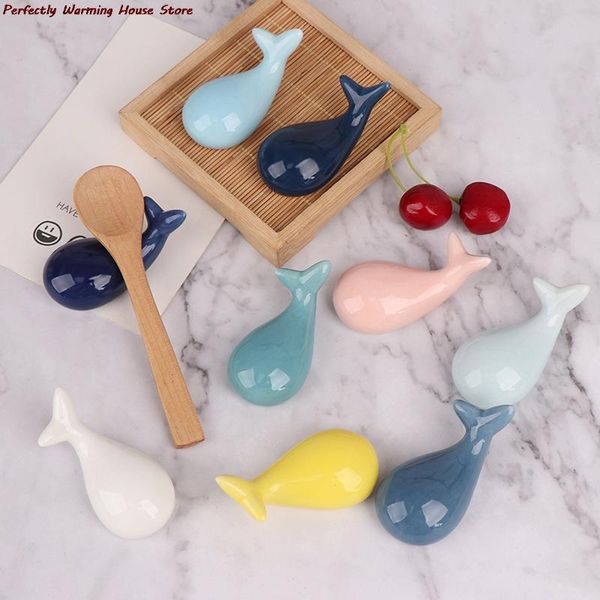 

chopsticks 1pcs cute whale ceramics spoon holder drag tableware decor