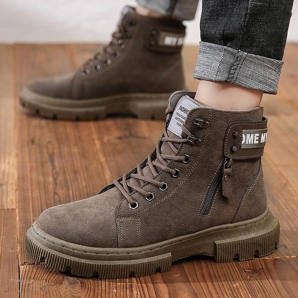 

dress shoes autumn and winter boots men's korean style high-british short, Black