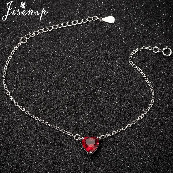 

link, chain jisensp 925 silver bracelet romantic lady peach heart red rhinestone jewelry for women lover valentine gift, Black