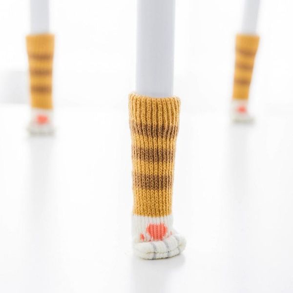 

cat toys 4pcs knitting style chair leg socks home furniture floor protectors non-slip table cover provent scratching