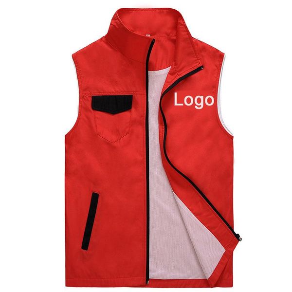 

women's vests diy logo solid color volunteer waistcoat customization desgin advertisement supermarket vest print text picture, Black;white