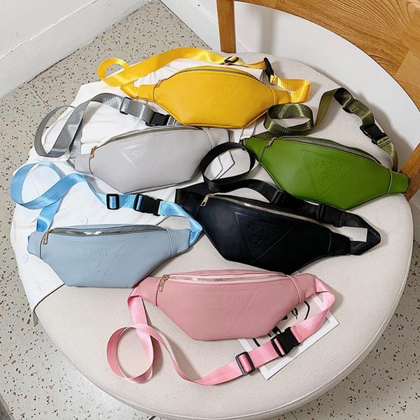 

waist bags fashion women pouches solid color adjustable shoulder belt durable pu leather simple zipper pack