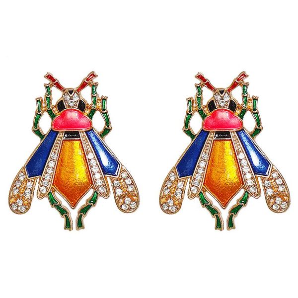 

stud vintage bright rhinestone bee earrings for women bohemia animal statement crystal earring jewelry brincos wholesale, Golden;silver