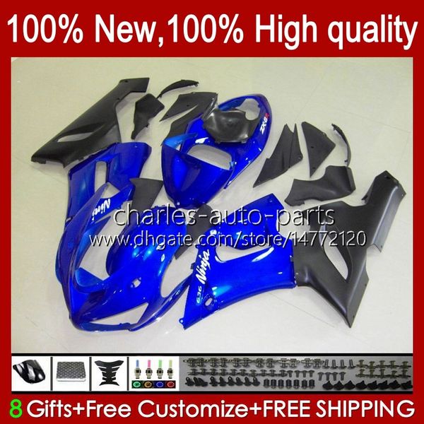 Kawasaki Ninja OEM için Moto Vücut ZX600C ZX636 ZX 6R 6 R 600CC 05-06 Bodyworks 7NO.141 ZX600 ZX 636 ZX-6R 2005 2006 ZX-600 ZX-636 600 CC ZX6R 05 06 ABS PERSERING SICK STOK MAVİ