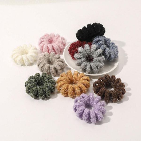

knit telephone wire cord gum hair tie accessories for girl woman elastic hairband ring rope solid color bracelet stretchy scrunchy boutique, Slivery;white