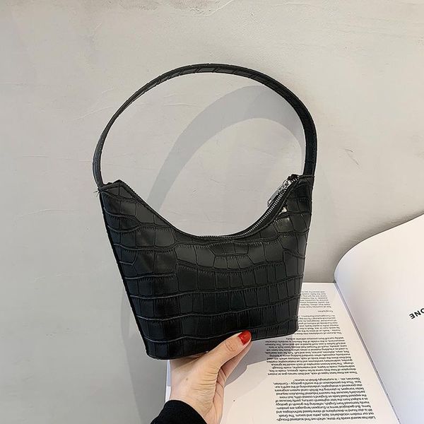 

evening bags 2021 fashion stone pattern leather shoulder for women personality underarm solid color female bag girls baguette
