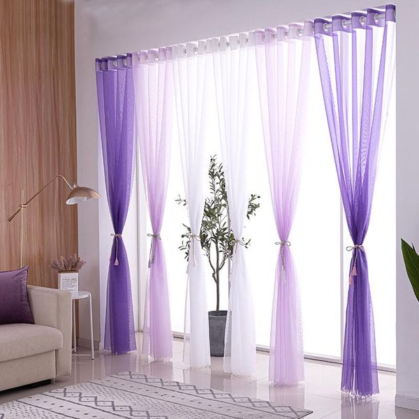 

curtain & drapes korean elegant sheer curtains for living room bedroom purple tulle voile balcony french window treatment bed