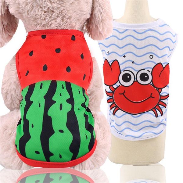 

dog apparel clothes cute cartoon fruit crab printed vest summer breathable printing t-shirt pet cat cotton pug costumes