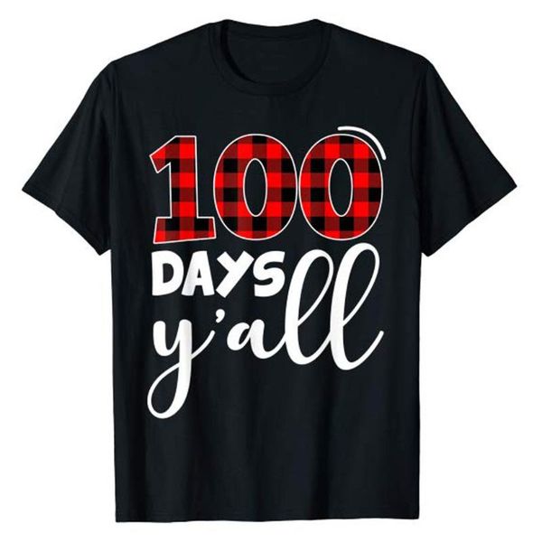 

men's t-shirts red plaid 100 days y'all funny 100th day of school t-shirt, White;black