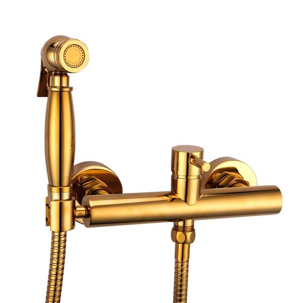 

only gold cold water brass bathroom faucet toilet with holder shower sets