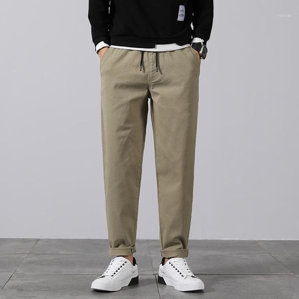 

classic men's khaki casual pants 2021 business fashion slim fit cotton stretch trousers male brand clothing, Black