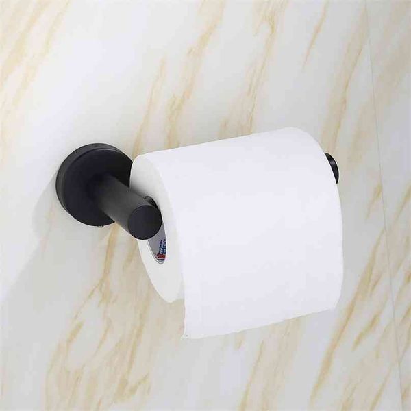 Suporte de papel higiênico de papel higiênico de aço inoxidável preta prata parede montada toalha teclado para cozinha acessórios para banheiro 210720