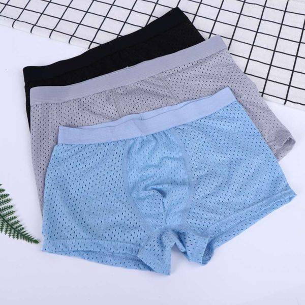

summer men's comfortable and breathable boxers, ice silk underwear, solid mesh underwear, Black;white