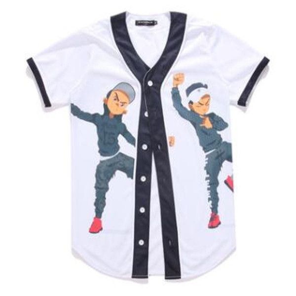 T-shirt da baseball in jersey 3D da uomo Camicia con bottoni stampati Canottiere casual estive unisex T-shirt Hip Hop Teens 014