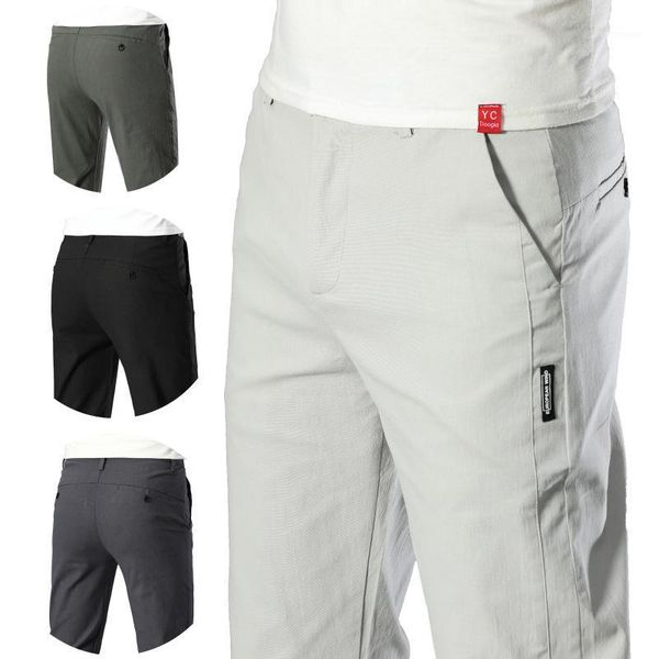 

brand men pants casual mens business male trousers classics cotton and linen straight full length fashion breathing pant men's, Black