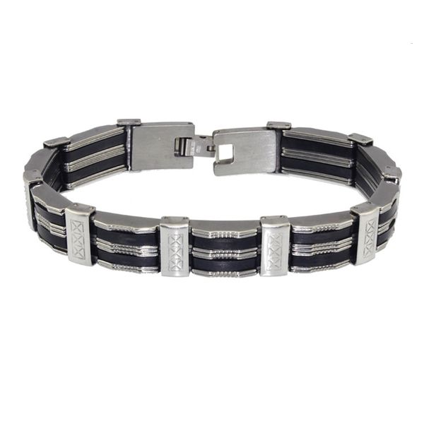 

bracelet silicone bracelet men's titanium steel fashion silicone, Golden;silver