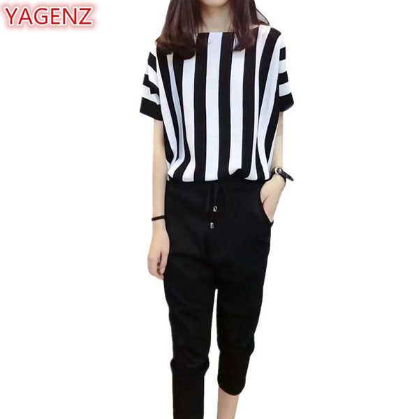 

women's tracksuits yagenz plus size 5xl tracksuit womens two piece set summer for women 2021 ladies striped and sweatpants 442, Gray