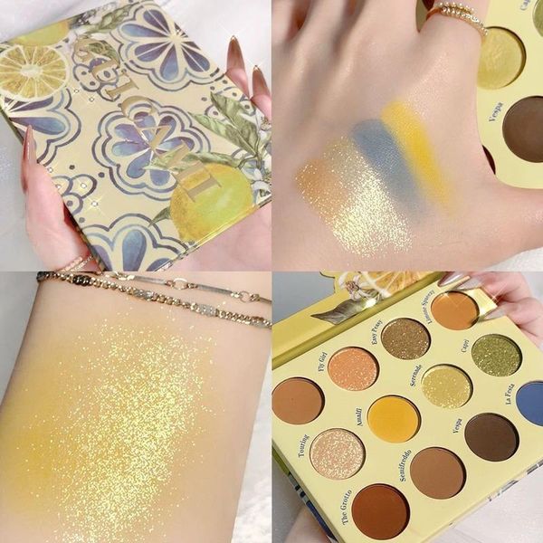 

eye shadow guicami lemon 12 color eyeshadow palette pearlescent matte plate makeup beauty