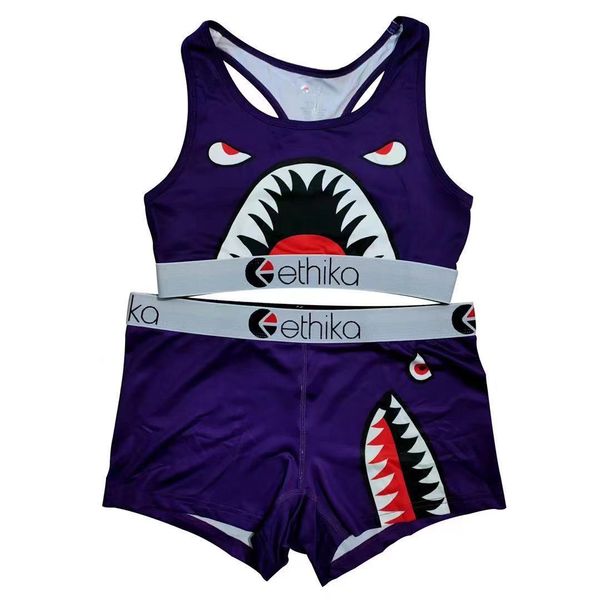 

ethikadigital printed bikini vest shorts back fitness yoga suit fashion goddess style, White;black