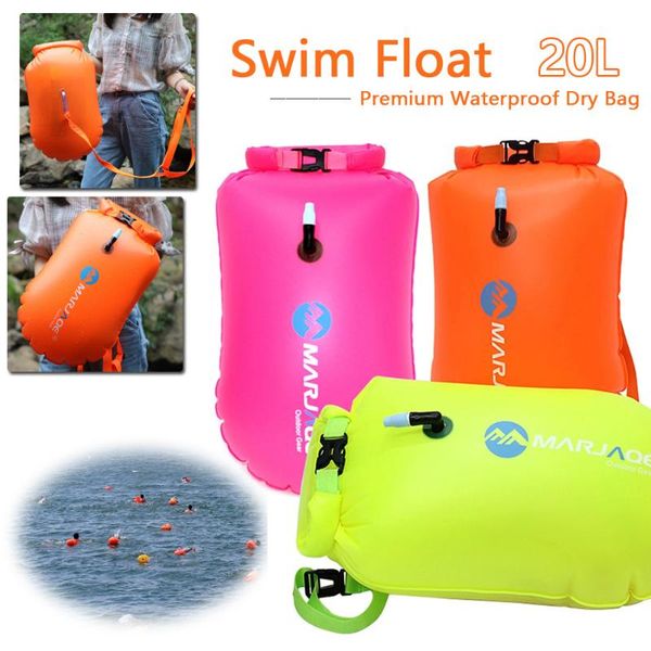 

life vest & buoy 20l inflatable swimming tow float safety dry drift sack double air bag with waist belt storage for water sport