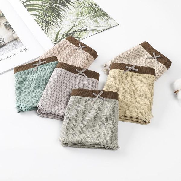 

women's panties japanese graphene moisture-conducting underwear ladies color matching mid-waist antibacterial cotton grade girl briefs, Black;pink