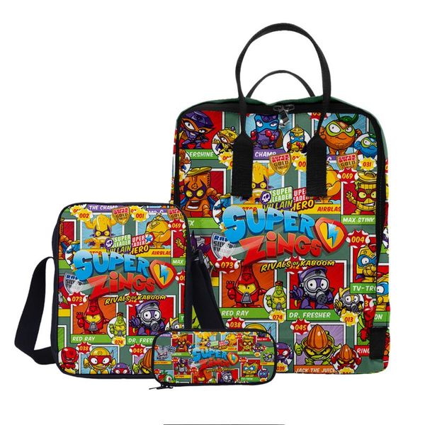 

backpack superzings set 3 pieces teenager boys girls cartoon 3d cosply travel lapwaterproof schoolbags backpacks