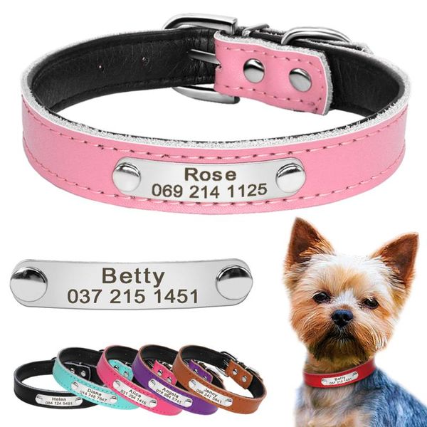 Hundehalsbänder, Leinen, kleines Halsband, Leder, personalisierbar, verstellbar, Chihuahua-Glocke für mittelgroße Hunde, Katzen, Yorkshire, Rot, Rosa