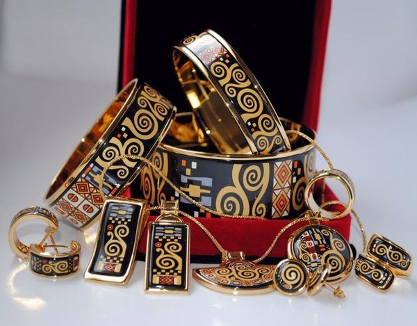 

earrings & necklace 02 cloisonne bracelet ring pendant set4 pcs, Silver