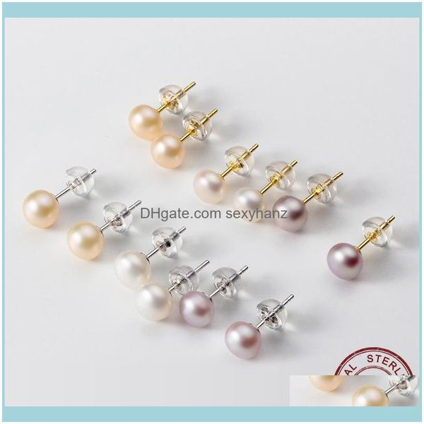 

charm jewelryreal 925 sterling sier sweet natural pearl stud earrings for women children baby girls kids minimalist jewelry drop delivery 20, Golden