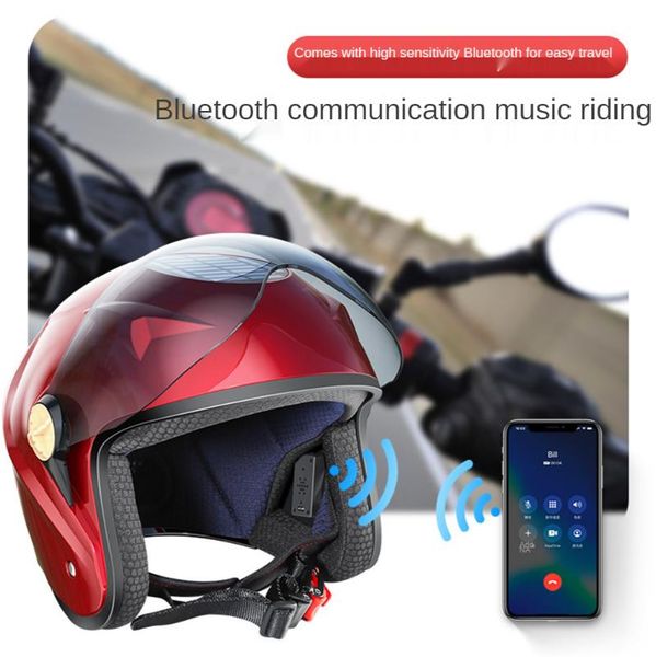 

motorcycle helmets helmet capacete de moto smart bluetooth summer fan solar charging vintage