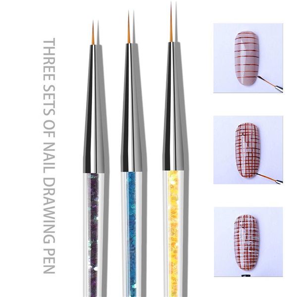 

nail art kits 3pcs/set sequined drawing pen color painting 3d tips diy acrylic uv gel brushes design manicure tools
