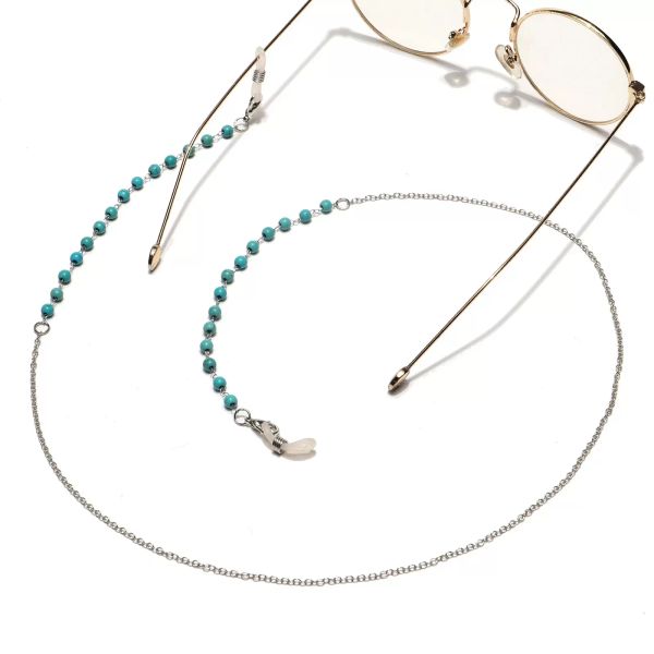 2021 каменные очки цепь мода новых синих бусин шарм чтение солнцезащитные очки ремешок ремешок ожерелье эйгласс цепные соединительные изделия
