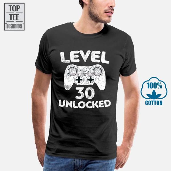 

men's t-shirts level 30 unlocked t shirt video gamer 30th birthday gift fashion shirts summer straight 100% cotton black style tee, White;black