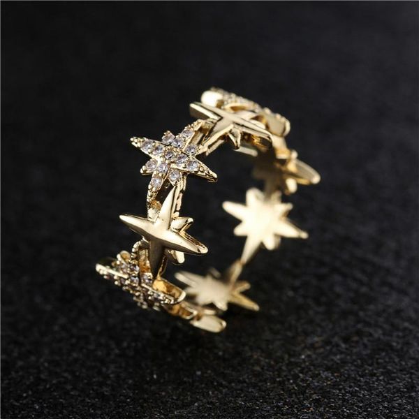 

fashion hip hop jewelry gold color statement bling cz geometric ring for women open design adjustable size wholesale cluster rings, Golden;silver
