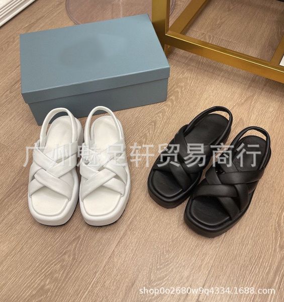 

sandals slippers 2021 summer new crisscross with thick bottom muffin sandals raised open toe roman shoes crisscross with bread sandals women, Black