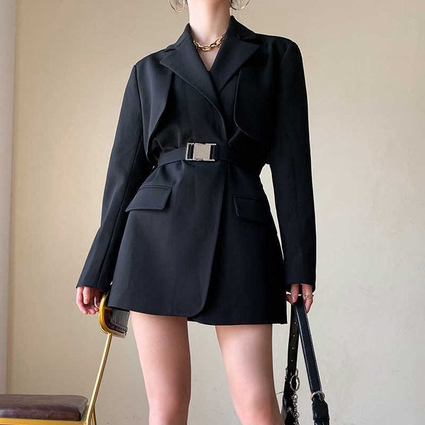 

2021 spring british black coat handsome girl casual thin women's jumpsuit, Black;gray