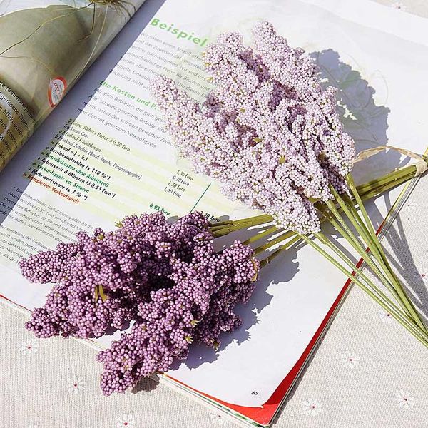 

6pcs/pack artificial vanilla mini foam berry spike flowers bouquet for home plant wall decoration cereals heap decorative & wreaths