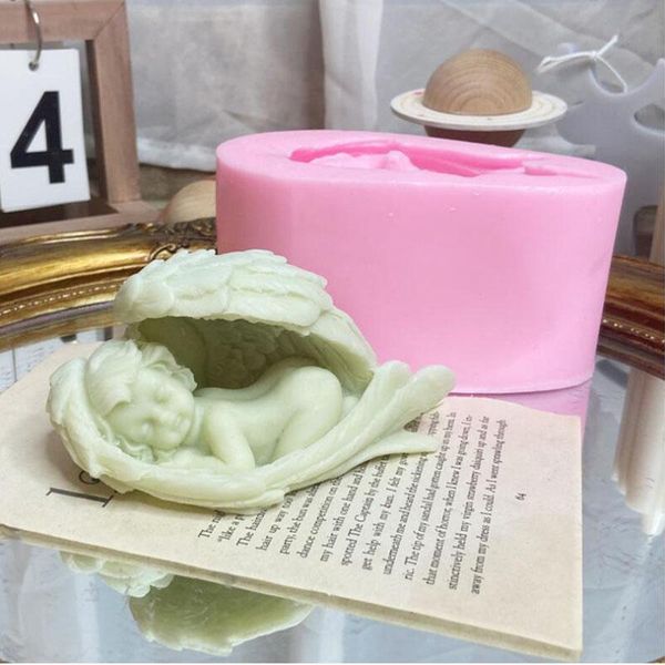 

sleeping angel shape candle molds 3d baby handmade silicone mould home plaster decoration tools craft