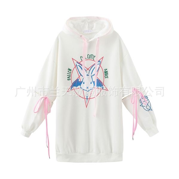 

autumn and winter new loose hooded letter sweater women's coat, Black