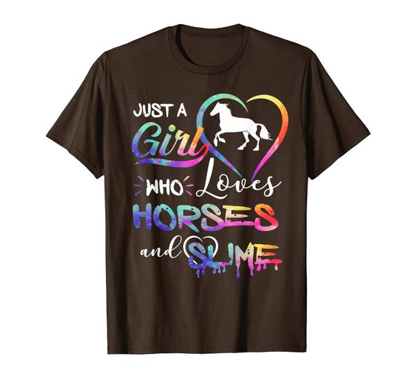 

just a girl who loves horses and slime t-shirt, White;black