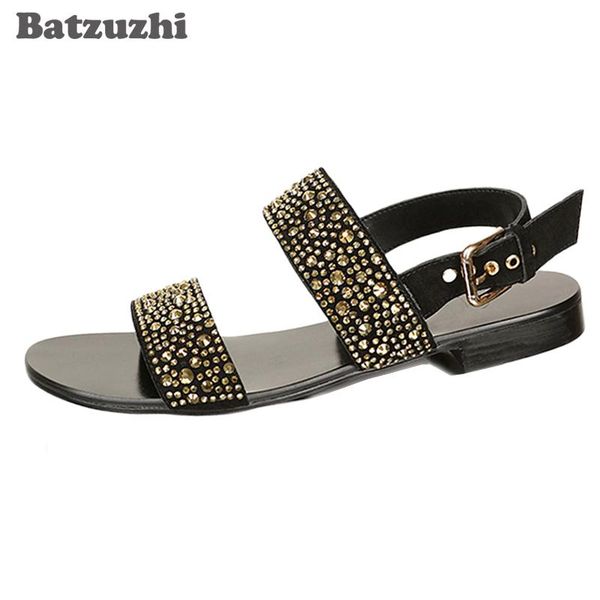 

sandals men shoes super star fashion summer sandal black/golden rhinestone sandalias hombre male, big sizes eu38-46,us6-12