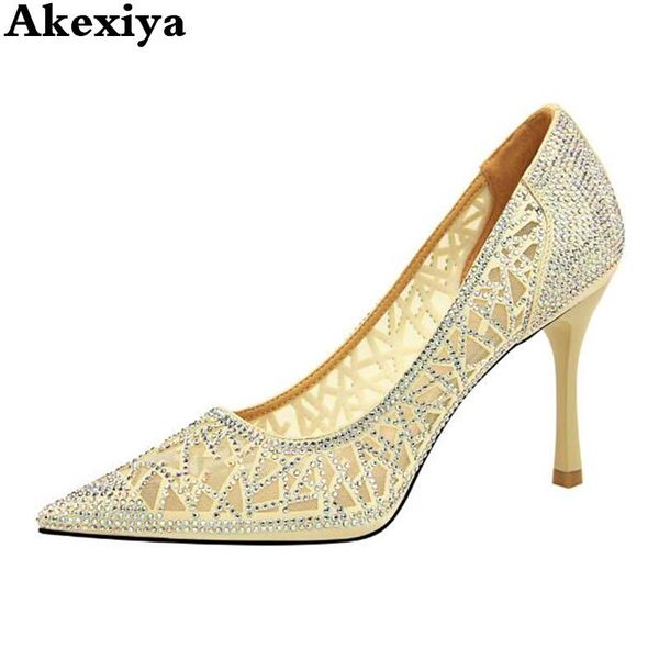 

dress shoes 2021 spring and summer pointed high-heeled with diamonds temperament women's singles shoes., Black