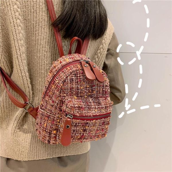 

outdoor bags fashion women backpack 2021 winter wool designers brand for teenage girl travel books rucksack