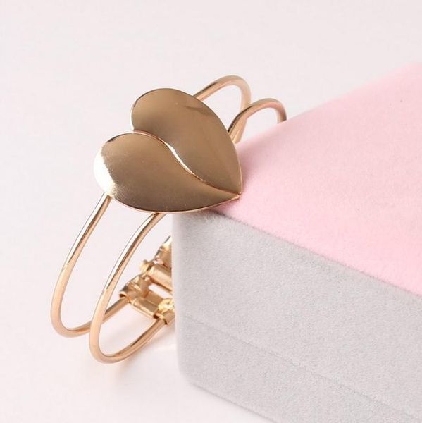 

bangle frosted heart bracelet shiny double simple jewelry, Black