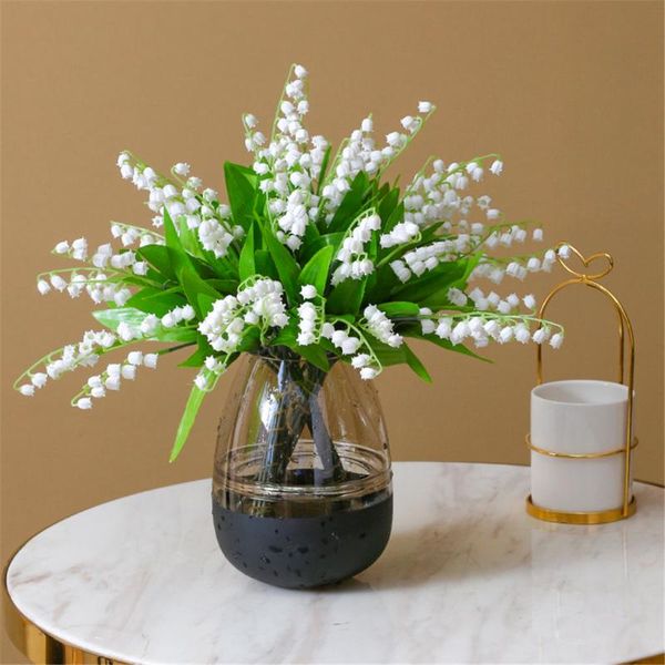

decorative flowers & wreaths artificial bell orchid flower fake floral decor home office table centerpiece simulation