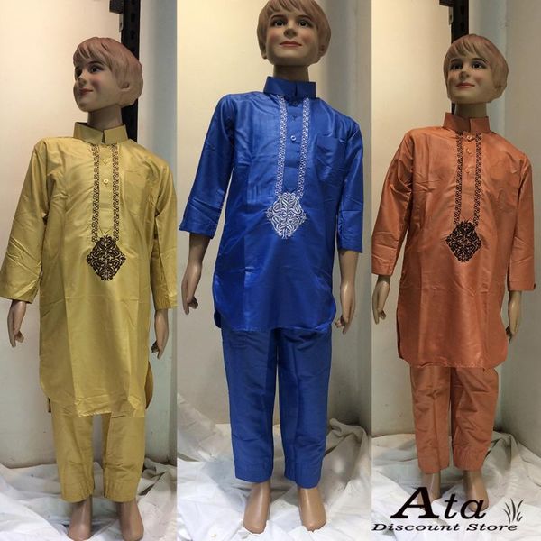

ethnic clothing two pieces set jubba thobe for children boy's qatari abaya saudi dubai pakistan baby robe satin embroidery muslim praye, Red
