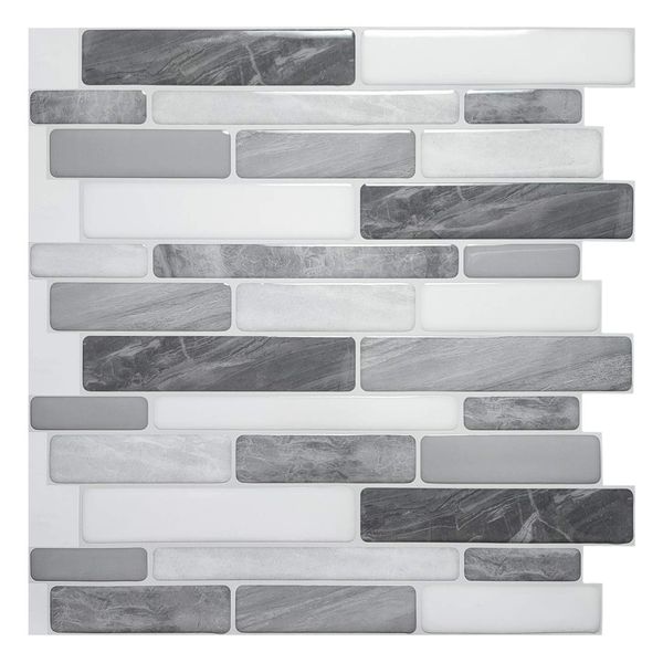 

art3d 30x30cm 3d wall stickers grey marble design self-adhesive water proof peel and stick backsplash tiles for kitchen bathroom, wallpapers