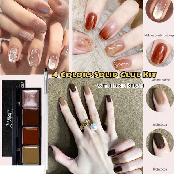 

nail gel solid glue varnish mousse color with a brush palette long lasting, Red;pink